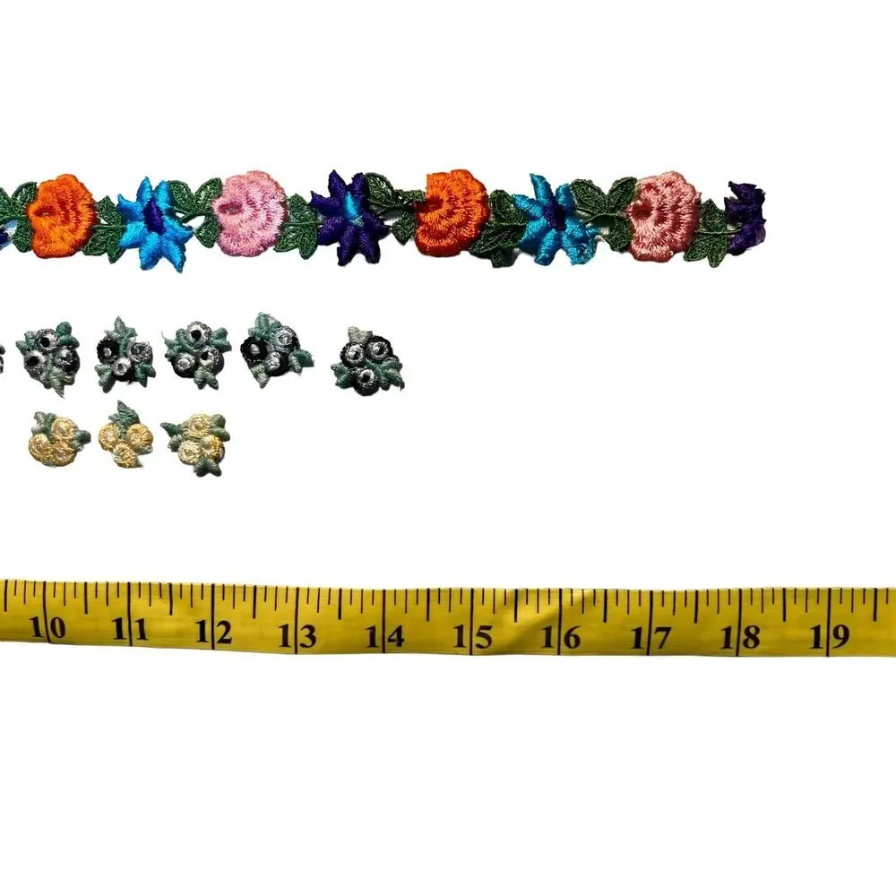 Mixed Vintage 70's Floral Embroidered‎ Applique Patches Jacket Embellishments